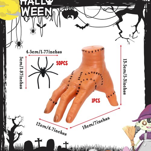 rookea Wednesday Addams Family Thing Hand, Thing Hand Halloween Fake Hand Props Addams Hand Realistic Crawling Hand Halloween Scary Costume Props for Halloween Party Decorations