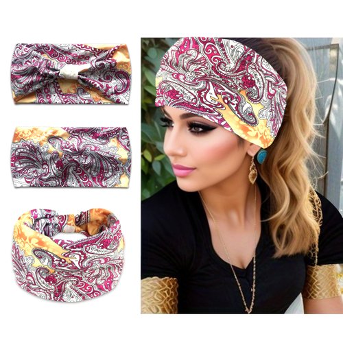 Generic Women's Paisley Print Hair Headbands, Soft & Comfortable, Curly Hair Friendly