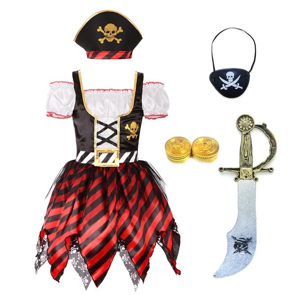 Simplecc Girl Pirate Princess Costume Halloween Party Dress Up (7-9 Years)