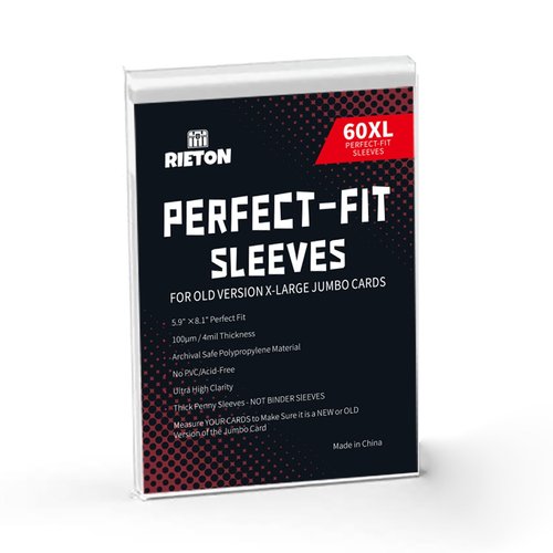 Rieton Jumbo Card Sleeves Size XL -5.7'' x 7.9'', 100 Micron Exact Fit Sleeves for Jumbo Cards XL (60 Pack)