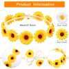 8 Pieces Sunflower Crown Hair Wreath Daisy Flower Headbands Hippie Headbands Adjustable Floral Bridal Headpiece for Hippie Party Wedding Festivals Photo Props (White, Yellow)