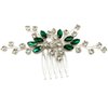 BETITETO Green Bridal Hair Comb Small Wedding White Emerald Crystal Silver Vine Hair Piece Accessories for Women Girls