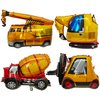 4PCS Construction Foil Balloon Engineering Vehicle bulldozer Excavator Dump Truck Forklift Mixer Truck Crane Balloons for Construction Theme Party children Birthday Party Decorations Supplies