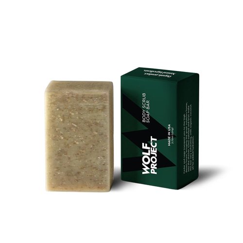 Wolf Project Men's Natural Soap Bar - Exfoliating Oatmeal And Bran - Palm and Coconut Oil For Extra Moisturizing Effect (3.65 oz)