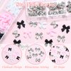 YAEISM 2 Box Bow Nail Charms 3D Resin Bows for Nails Silver Metal Bowknot Charms with Glue Gel, Tweezer and Pickup Pencil for Nail Art and DIY Crafts Decoration