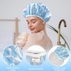 my novel things Hair towel wrap for women, Shower cap reusable waterproof, Shower cap and Hair Towel set, Come with a spa headband and wristbands Soft and Breathable for Long Thick Hair-Blue