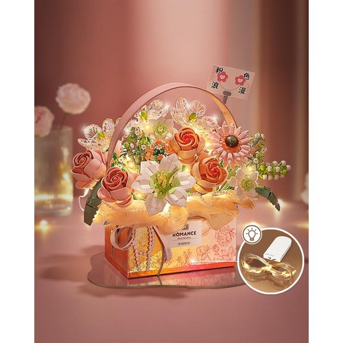LUOGFYNI Flowers Bouquet Building Kit, Artificial Flower Blocks Set Toy for Adults, Creative Botanical Collection for Home Decor, Birthday Valentine's Day Gifts for Girls (1951)