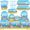 chiazllta 24 Guests Blue Cartoon Axolotl Party Supplies Reptile Animals Party Tableware Set Girl Boy Axolotl Party Decor Favors Party Disposable Plates Napkin Tablecloths for Axolotl Birthday 98pcs