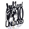 Cos mos Video Game Level 10 Unlocked Birthday Cake Topper Black Glitter Boys 10th Birthday Cake Decorations Level Up Winner Party Decoration Supplies
