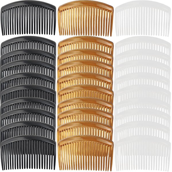 TIHOOD 42PCS Plastic Hair Side Combs French Twist Comb with 23 Teeth Fine Hair Clips Decorative Hair Combs for Women