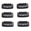 AKOAK 20 Pcs Fake Hair Clip, Soft Rubber 6-Tooth U-shaped Metal Clip, Wig Accessory Clip for Hair Extension DIY, 3.2 cm (Black)