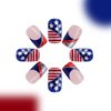 4th of July Press on Nails Medium Square Fake Nails Red Blue White French Tip False Nails Press ons Stars Silver Glitter Glue on Nails Glossy Artificial Independence Day for Girls 24Pcs
