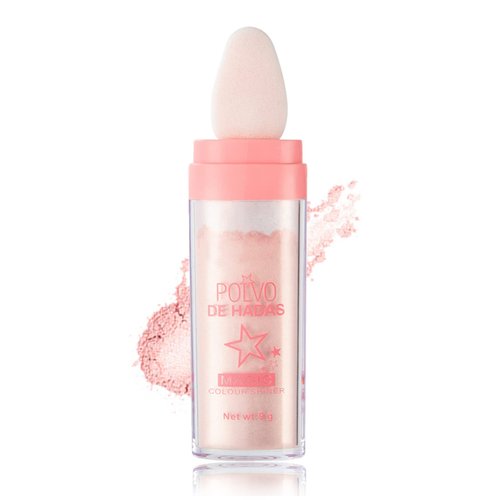 Polvo De Hadas Body Glitter Face Highlighter Powder Highlighter Makeup Stick Shine Brightens Makeup Face Powder Blusher Highlight Patting Powder for Face Eyes Lips Hair Body Glow（Fairy Pink）