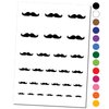 Gunslinger Mustache Moustache Silhouette Temporary Tattoo Water Resistant Fake Body Art Set Collection - Black (One Sheet)