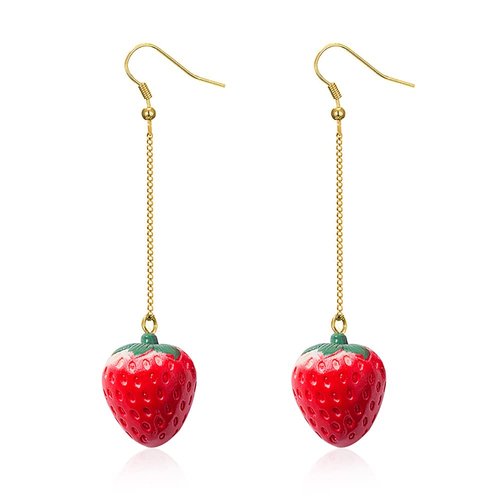 Strawberry Drop Dangle Earrings for Women Girls, Red Cute Strawberry Dangle Earring, Simulated Strawberry Earrings,3D Acrylic Fruit Drop Earring (Drop)