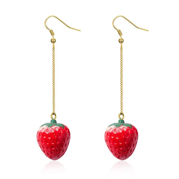 Strawberry Drop Dangle Earrings for Women Girls, Red Cute Strawberry Dangle Earring, Simulated Strawberry Earrings,3D Acrylic Fruit Drop Earring (Drop)