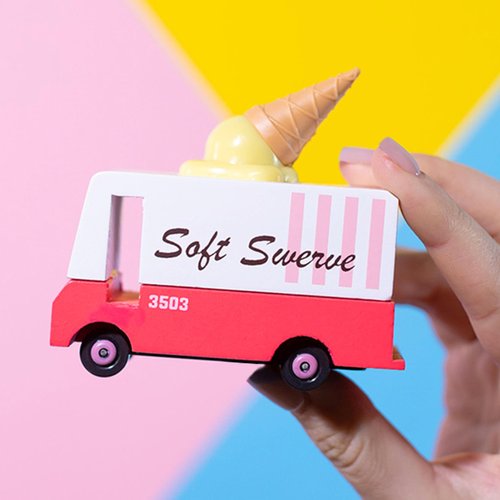Candylab Toys CANDYCAR® Wooden Food Truck Collection - Ice Cream Van, Premium Handcrafted Beech Wood Toy Car