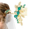 Lorealri Rhinestone Hair Comb Flower Bridal Hair Pieces Sparkle Crystal Leaf Hair Accessories Prom Wedding Side Combs for Women (Gold)