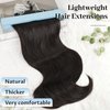 Isaic Clip in Hair Extensions, Dark Brown Hair Extensions Clip in Wavy Layered 16 inch 5PCS Synthetic Hair Extensions Invisible Lace Weft Thick Long Hairpiece for Women Daily Use