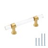 goldenwarm 5 Pack Acrylic Drawer Pulls 3in Gold LS9165GD76 Cabinet Handles for Kitchen, Dresser Drawer Clear Glass Handle Pull