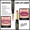evpct 1Pcs Light Plum Rose Matte Lip Liner and Lipstick Combo Set Kit for Women, DNM Magic Neutral Lipstick 24 Hours Original Lipstick and Lips Liner Pencil Stain Makeup Long Lasting Waterproof, 24#