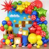 Red Blue Green Yellow Balloon Arch, Red Yellow Green Blue Balloon Garland with 4Pcs Star Foil Balloon for Super Bros Birthday Baby Shower Cartoon Video Game Superhero Theme Party Decor