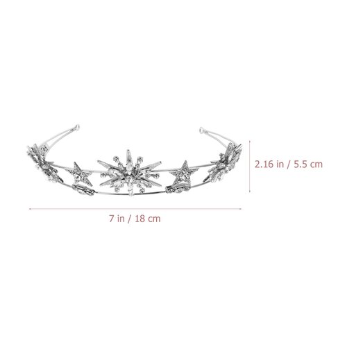 Minkissy Rhinestone Star Crown Star Bridal Wedding Crown Star Rhinestone Tiara Crowns Wedding Crystal Bridal Headband Silver