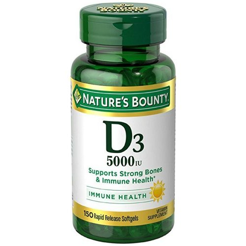 Nature&#39;s Bounty Vitamin D-5000 IU Softgels, Maximum Strength 100 ea (Pack of 4)