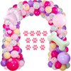 Dog Balloon Arch Garland, Pink Purple Dog Print Balloons with Bone Foil Balloons for Dog Birthday Decorations Girls Birthday Pet Dog Party Supplies