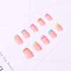 Rainbow French Nail Tips for Women Girls Press on Nails Acrylic Fake Nails with Design Medium Square Oval False Nails with Nail Glue Adhesive Tabs Nail File