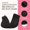 GOO GOO Clip in Hair Extensions Real Human Hair, 16inch 150g 9Pcs, 1B Natural black, Remy Human Hair Extensions Clip ins for Women, Natural Human Hair
