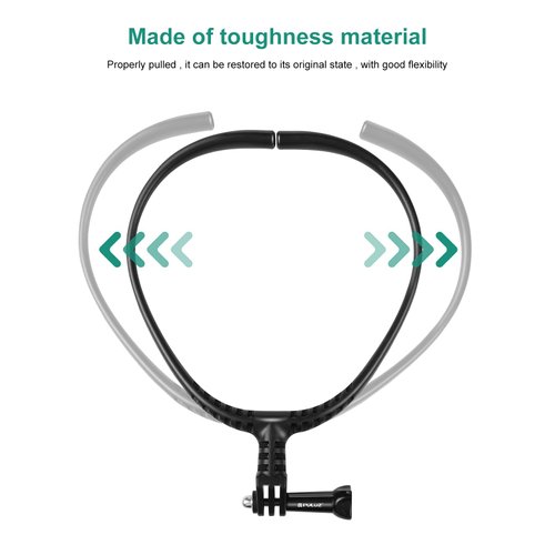 PULUZ Adjustable Neck Mount for GoPro Action Cameras,Camera POV Selfie Holder Hand Free Video Vlog Necklace Lanyard Strap Compatible with GoPro/Insta360/DJ/SJcam Action Cameras