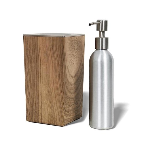 BNSNY Massage Oil Warmer Bottle Home Lotion Warmer For Salon Spa Preheat with Aluminum Bottle Pump Set (Light wood)