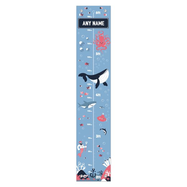 Nautical Gifts for Kids Any Name Growth Height Chart Whale Aquatic Decor Personalized Growth Chart