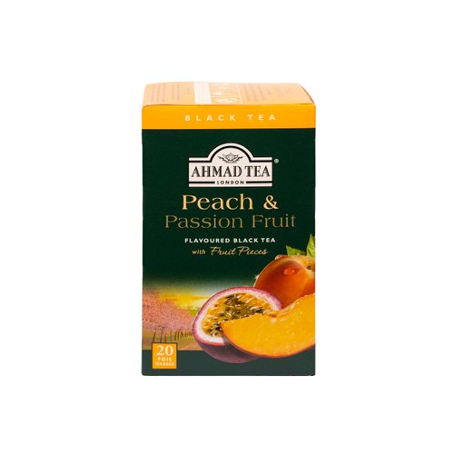 Ahmad Tea Black Tea, Peach And Passion Fruit Teabags, 20 ct (Pack Of 6) - Caffeinated And Sugar-Free
