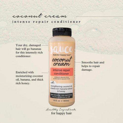 SAUCE BEAUTY Conditioner, Intense Repair Coconut Cream Conditioner (10 Fl Oz) for Dry, Damaged, Frizzy & Curly Hair, Revitalizing Coconut Oil, Banana & Honey, Paraben & Sulfate-Free