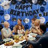 Blue Black Birthday Decorations for Men Boys, 71PCS Birthday Party Decorations for Women, Happy Birthday Banner Balloons Tablecloth Foil Fringe Curtains Hanging Swirls Bday Decor Supplies for Him