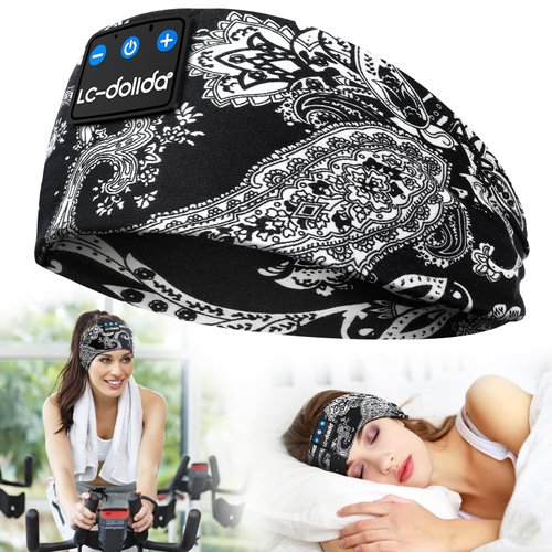 LC-dolida Sleep Headphones Bluetooth Music Wireless Band Headphones with Thin HD Stereo Speakers Perfect for Side Sleepers, Sport, Yoga, Travel