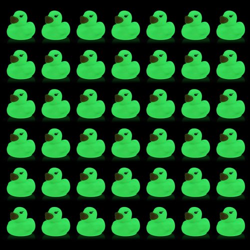 50pcs Glow Rubber Ducks, 1.4 Inch Mini Light Up Ducks Rubber Ducks Bath Toys for Kids Halloween Flashing Rubber Duck Assorted Rubber Ducks for Baby Shower Halloween Party Favors