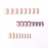 BFY Flower Press on Nails Short Square Fake Nails, Small Blue White Flowers Acrylic Nails Kit, Spring Summer Nude Glossy Gel Manicure Stick on Nails Full Cover False Nail Tips 24Pcs
