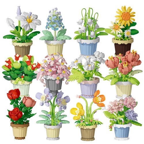 OQMI The 12-Piece Flowers Building Block Set,Plants and Succulent Toys(2531pcs), is a Valentine's Day and Birthday Gift for Women and Girls.As a Decoration or Adult Block Toy.Not Compatible with Lego