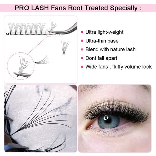 Premade Volume Eyelash Extensions 7D-C-0.07-15 Short Stem Premade Fans Eyelash Extensions 9 to 20 mm Pre made Lash Fans 3D 5D 7D Volume Lash Extensions .07 .10 C D Curl(7D-C-0.07,15mm)