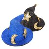 ZHOUMEIWENSP 2Pcs Mini Top Hat Hair Clips Shining Star Moon Halloween Witch Hat Flet Hairpins Hair Barrettes Hair Accessories for Party Performance Props (Blue&Black)