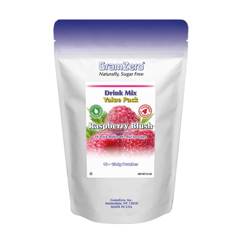 GramZero Raspberry Blush Sugar Free Drink Mix Value Pack, Great For Nutrition Club Loaded Tea, Low Calorie, Stevia Sweetened