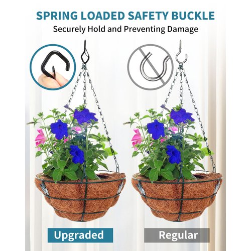 Katerk 50 Pack Screw in Hooks for Outdoor String Lights W/Safety Buckle 1 Nut Drive, Square Snap Ceiling Hooks for Hanging Christmas Light, Plants, Ornament, Windproof Eye Hook for Outside