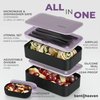 Bentoheaven Premium Bento Box Adult Lunch Box with Compartments for Women & Men, Set of Utensil & Chopsticks & Dip Container, Cute Japanese Kids Bento Lunch Box, Microwavable (Violet Me Go)