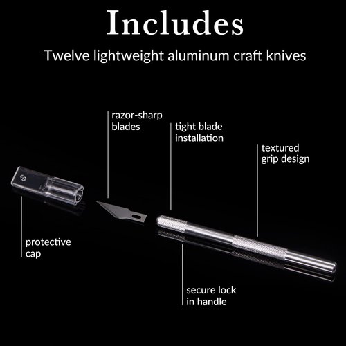 WA Portman Premium Hobby Knife Set with Sharp Craft Knife Blades - 12 pc Precision Knife Set - #11 Utility Art Knife Blades - Craft Knife Set & Craft Blades - Exacto Knife Set - Art Knives & Blades