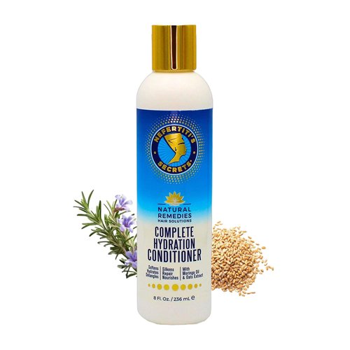 Nefertiti’s Secrets Complete Hydration Conditioner, Moisturizing Vegan Formula for Dry Hair, Organic Rosemary Hair Oil, For Frizzy & Damaged Hair, Softness, Growth & Repair Products - 8 Oz / 236 mL