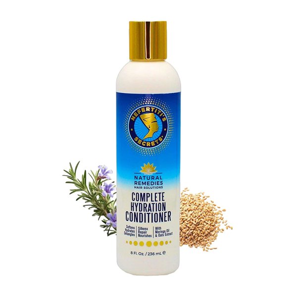 Nefertiti’s Secrets Complete Hydration Conditioner, Moisturizing Vegan Formula for Dry Hair, Organic Rosemary Hair Oil, For Frizzy & Damaged Hair, Softness, Growth & Repair Products - 8 Oz / 236 mL