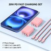 Compatible with iPhone 16/15 Charger, 20W Fast Charging Wall Charger Block Cubes with 6/10Ft USB C to USB C Cable Compatible with iPhone 16/Plus/Pro Max/15/Plus/Pro Max/iPad Pro Charger Pink 2Pack